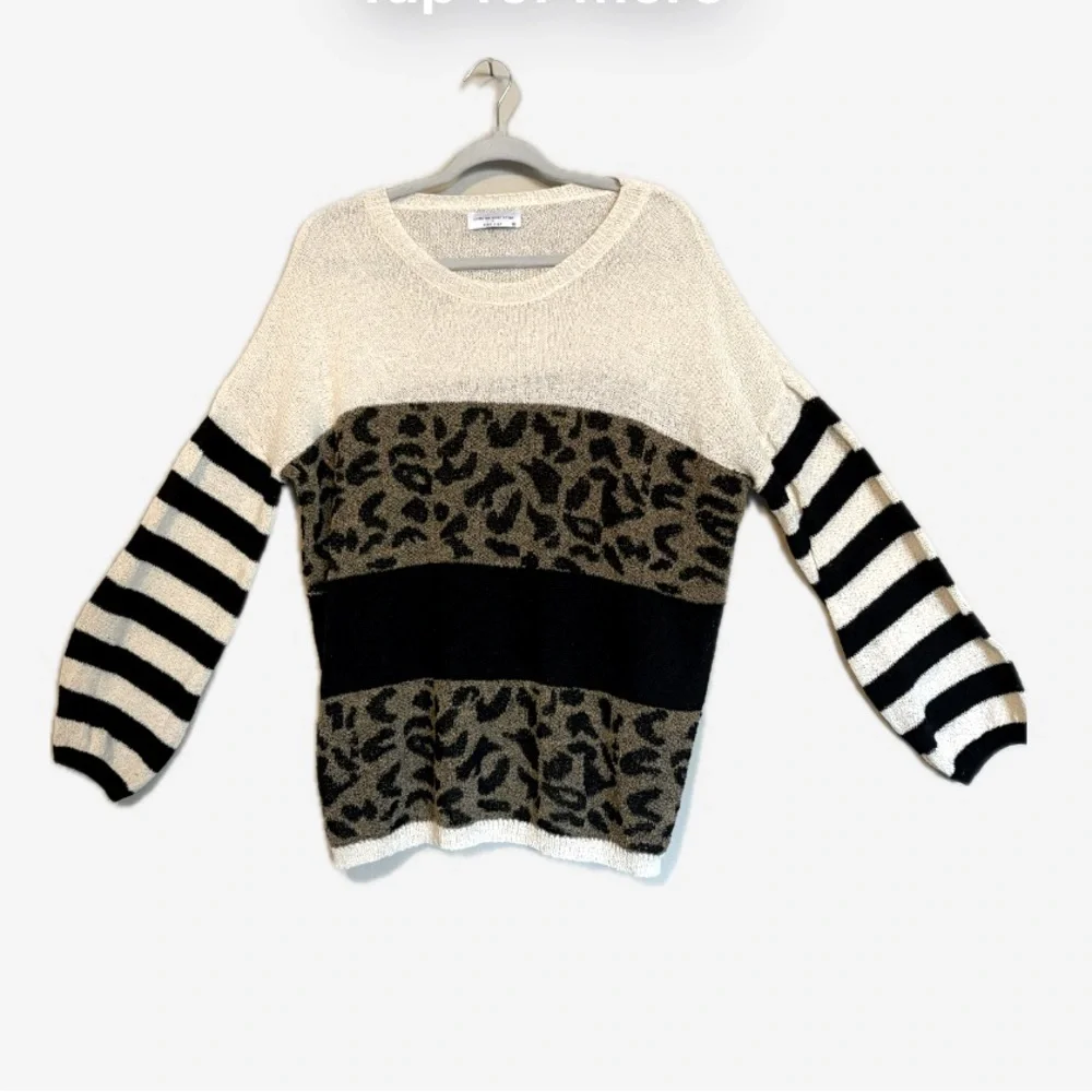 Pink Lily x Living My Best Style Animal Cat Print Pullover Sweater Size S - Picture 2 of 5